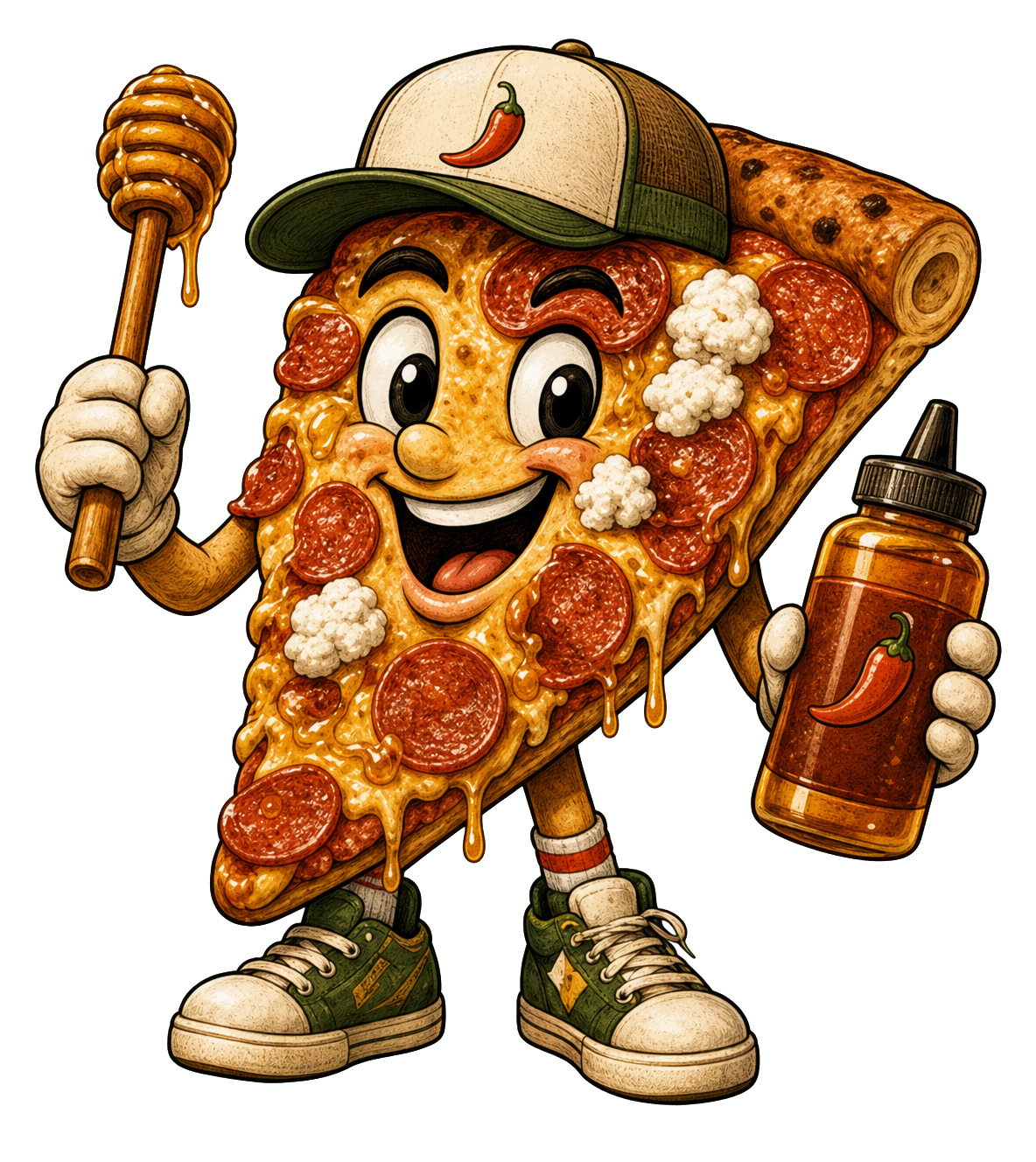 Hot Honey Pepperoni Slice Crew character artwork